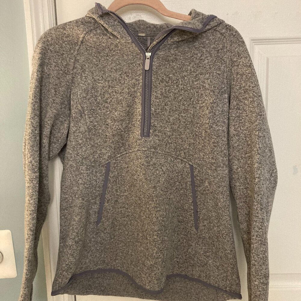 Lululemon Quarter Zip Pullover Heather Purple Hooded (Size 8)